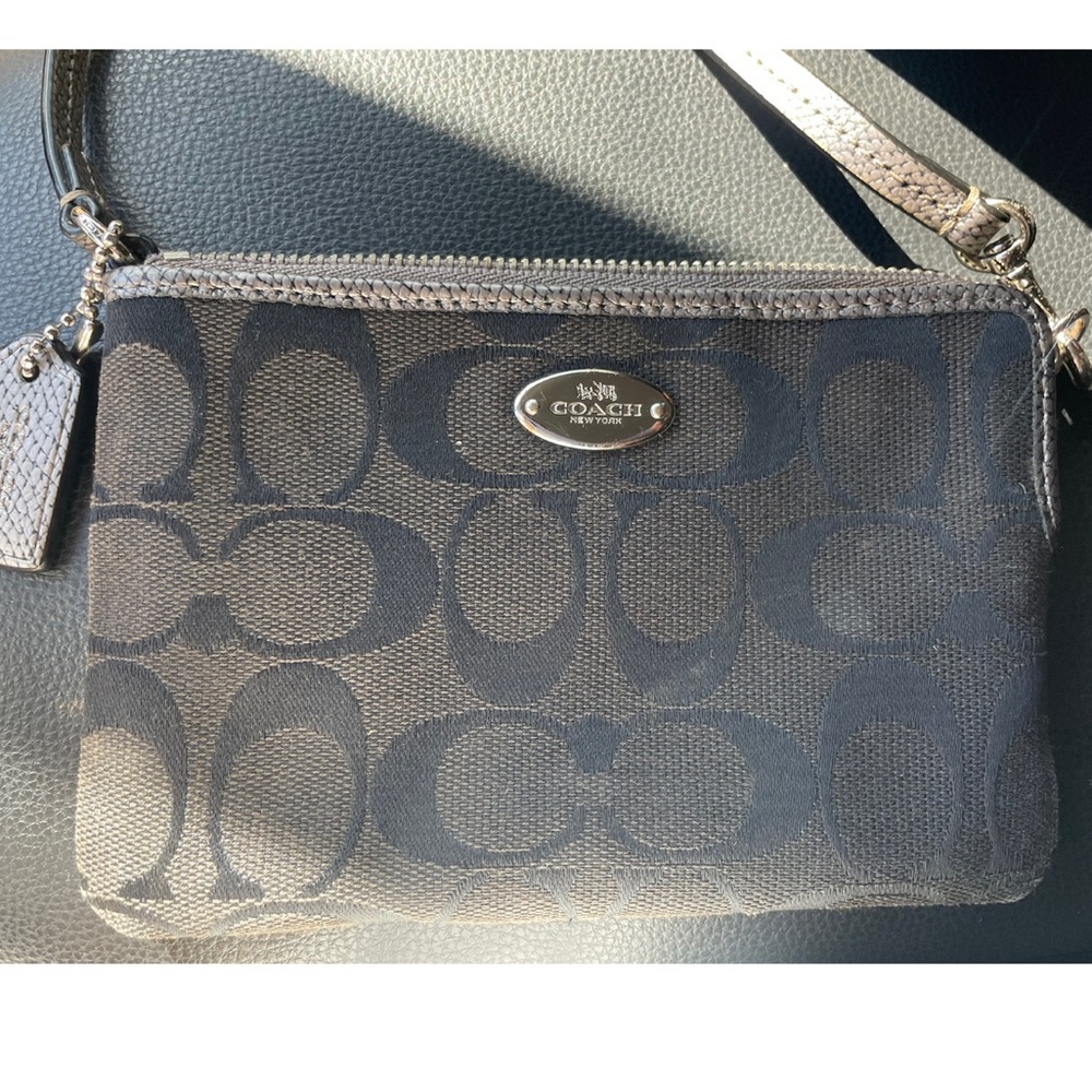 Coach Gray Signature Wristlet